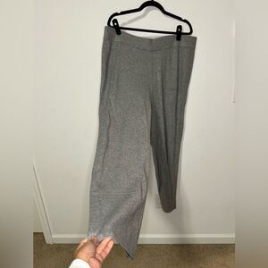 Chico's Wide Leg Pull On Ribbed Knit Pants Size 3R US XL Gray Cashmere Blend NWT
